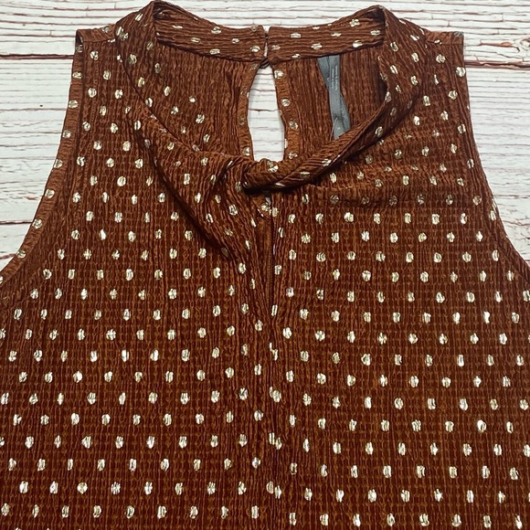 NWT Anthropologie Lennox Halter Top Copper and Gold Polka Dot Sz S - Picture 8 of 16